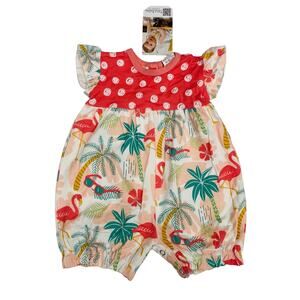 NWT Tesa Babe 0-3M Copa Cabana Flutter Sleeve Romper